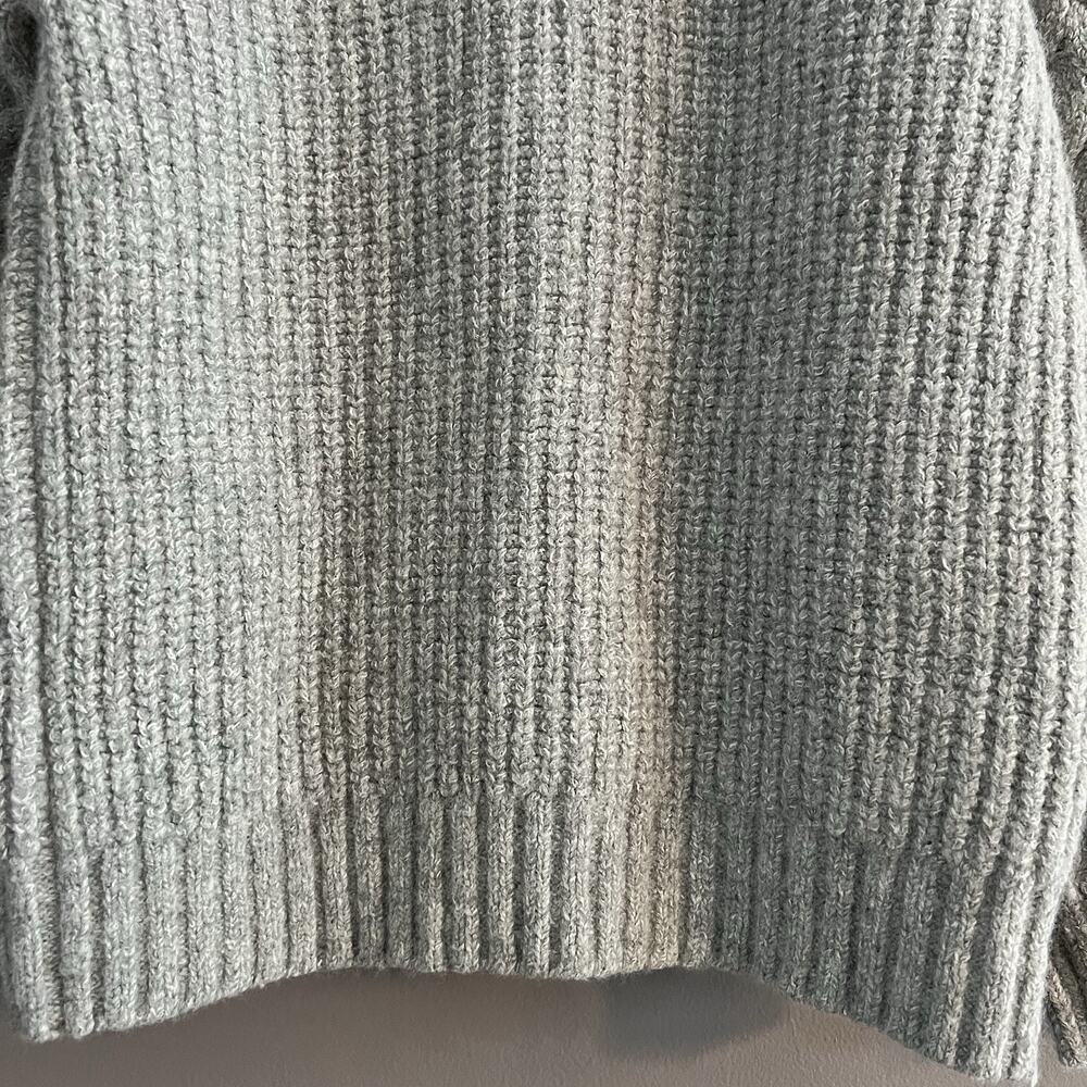 Lucky Brand Cable Knit Cardigan Sweater Wool Blend Chunky V-neck Pockets Gray M - Picture 11 of 16